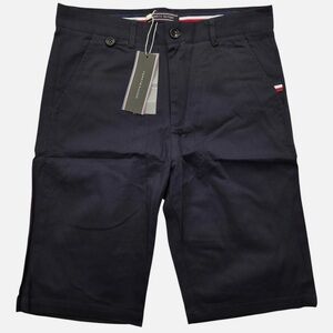 Tommy Hilfiger Stretch Dark Blue Chino Shorts with Logo Patch